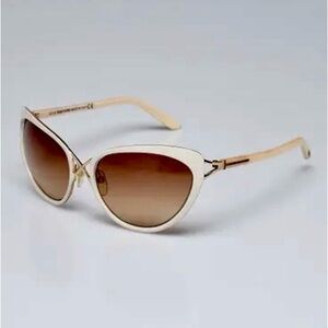 Tom Ford Daria Metal Cross-Front Cat-Eye Ivory Sunglasses AUTHENTIC